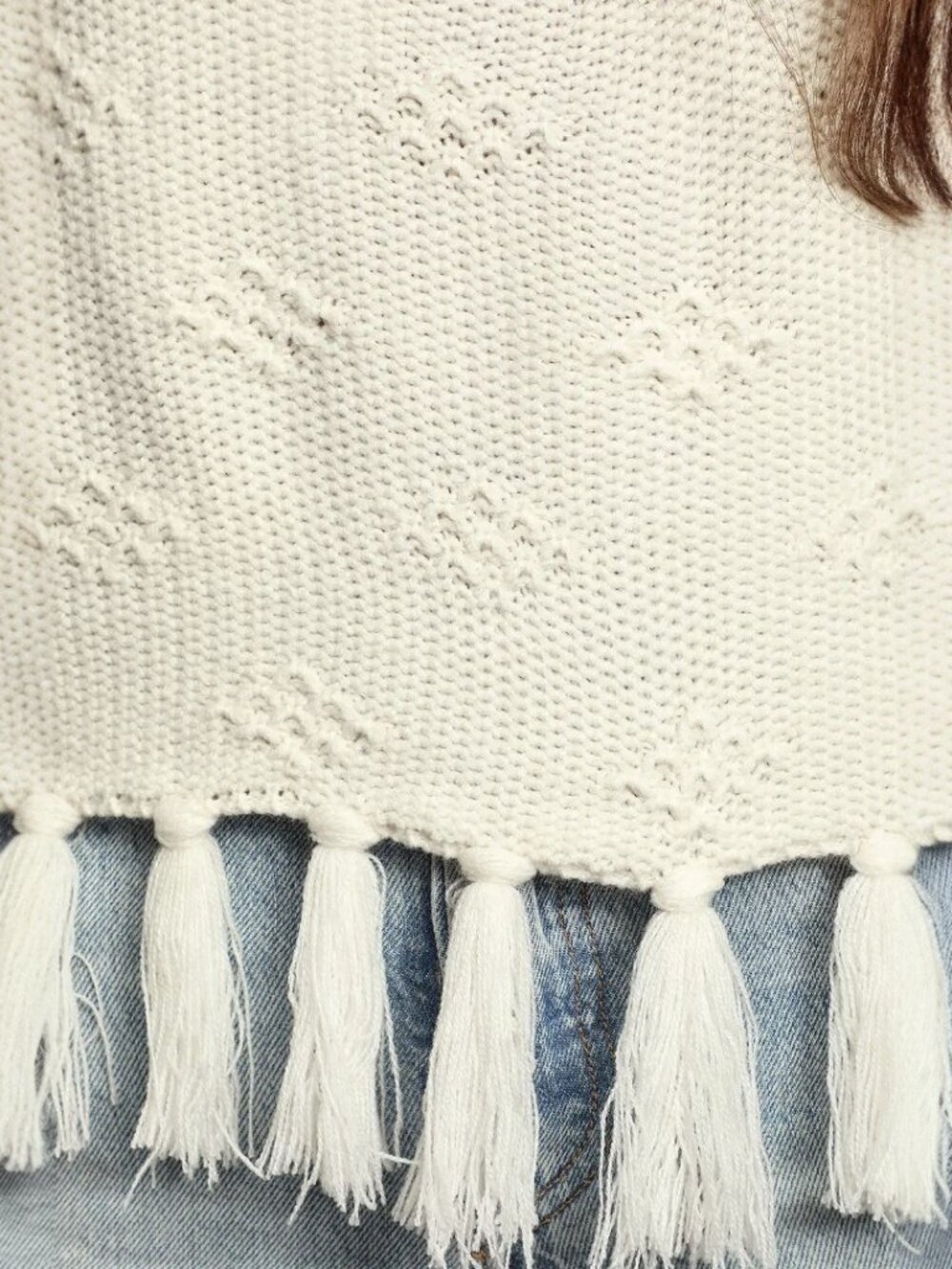 NWT Lulus Del Mar Cream Tasseled Knit Sweater Tank Top (size S) - Picture 6 of 11